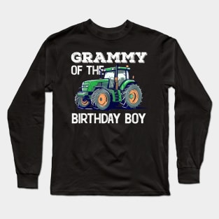 Grammy Of The Birthday Boy Trucks Tractors Farm Bday Kids Long Sleeve T-Shirt